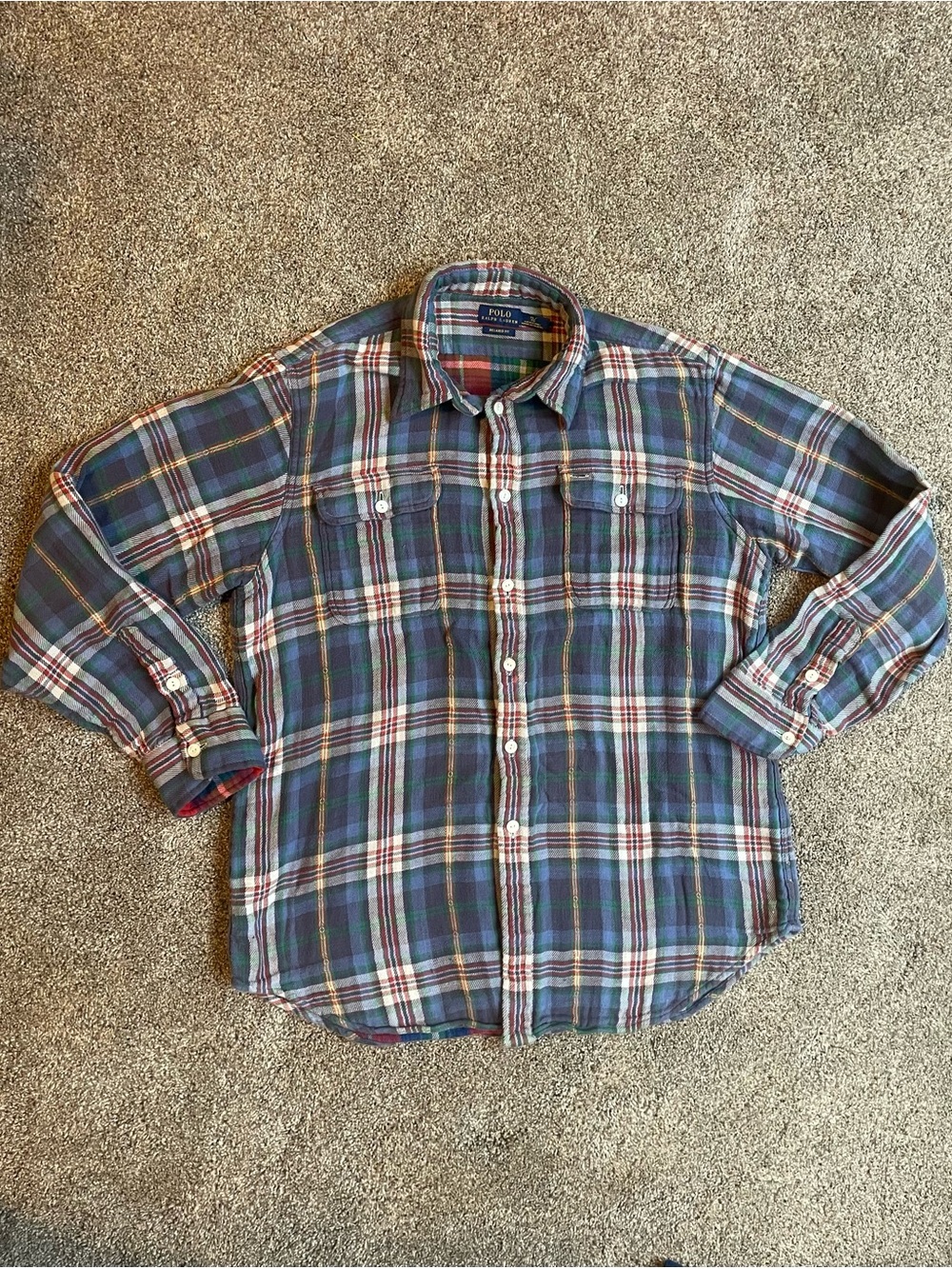 Polo by Ralph Lauren Blue & Green Plaid Button-Down Shirt Size XL
